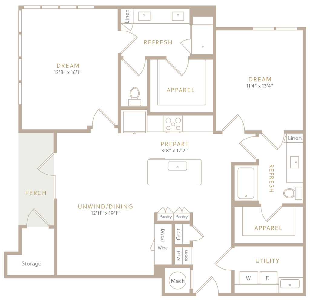B4 Two Bed/Two Bath Luxury Floor Plan - Spacious Comfort at Residences at The Grove