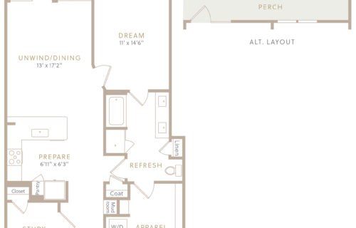 A5 One-Bedroom Luxury Apartment Floor Plan