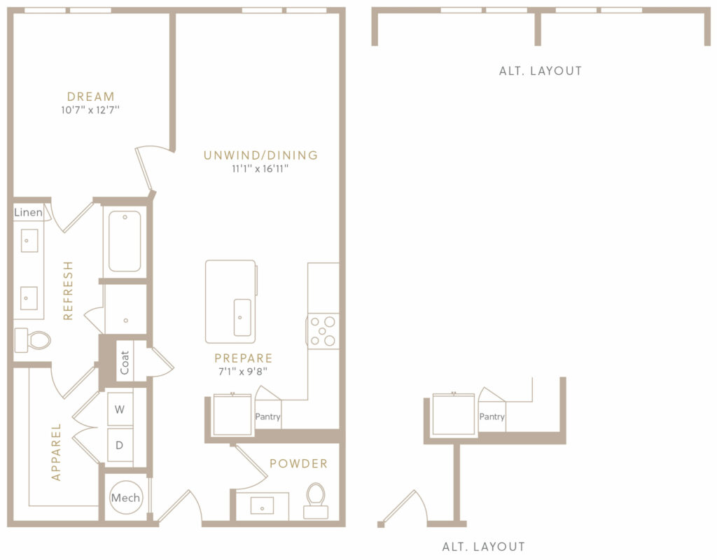 The Perfect Layout for You - one-bedroom luxury apartment floor plan